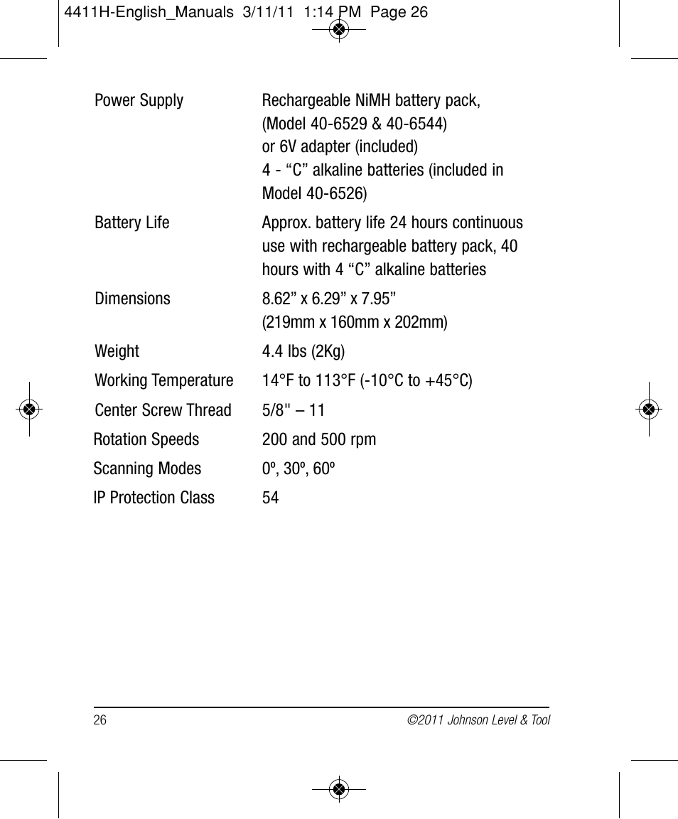 Johnson Level & Tool Mfg. 40-6544 User Manual | Page 26 / 30