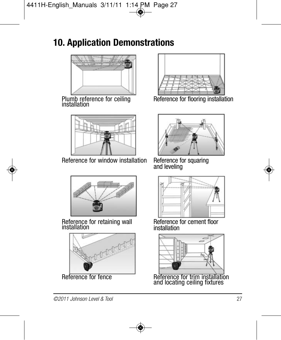 Application demonstrations | Johnson Level & Tool Mfg. 40-6544 User Manual | Page 27 / 30