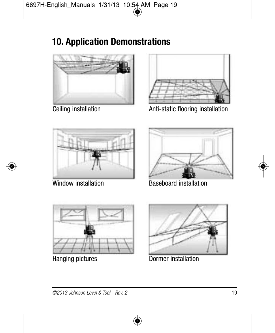 Application demonstrations | Johnson Level & Tool Mfg. 40-6512 User Manual | Page 19 / 22