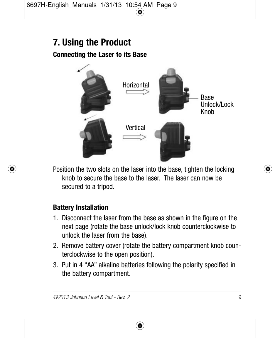 Using the product | Johnson Level & Tool Mfg. 40-6512 User Manual | Page 9 / 22