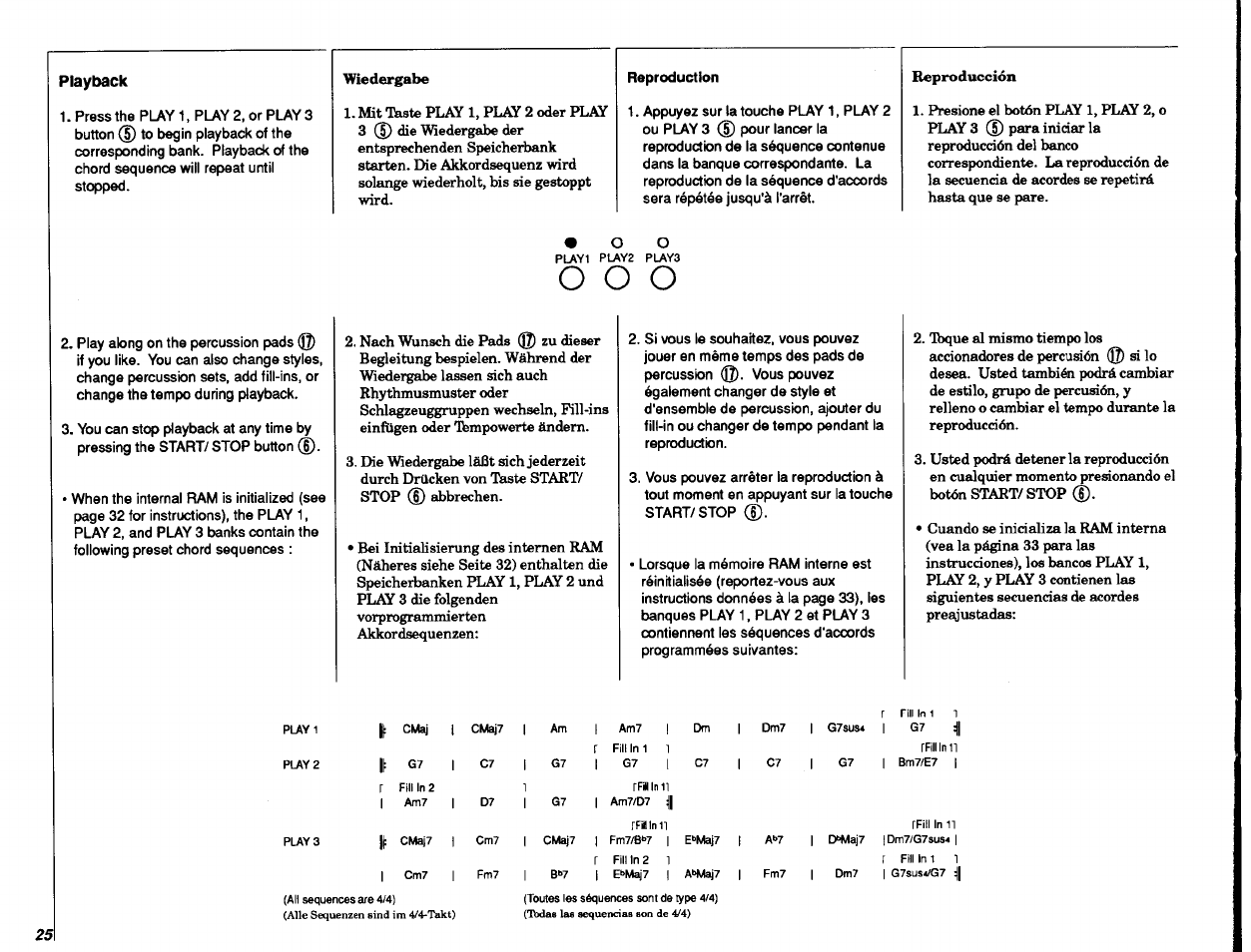 O o o, Playt>ack | Yamaha DD-11 User Manual | Page 26 / 39