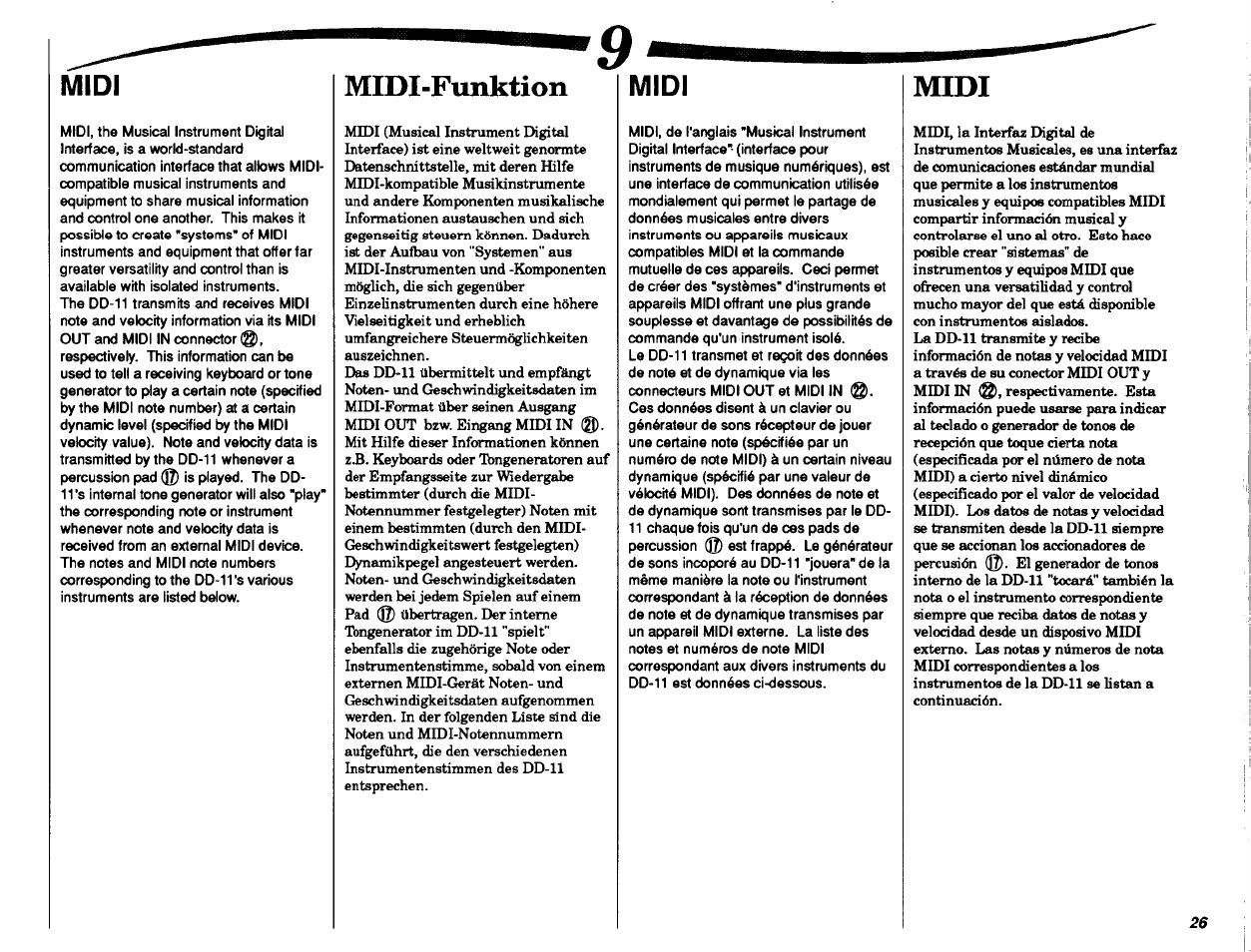 Midi, Midi-funktion | Yamaha DD-11 User Manual | Page 27 / 39