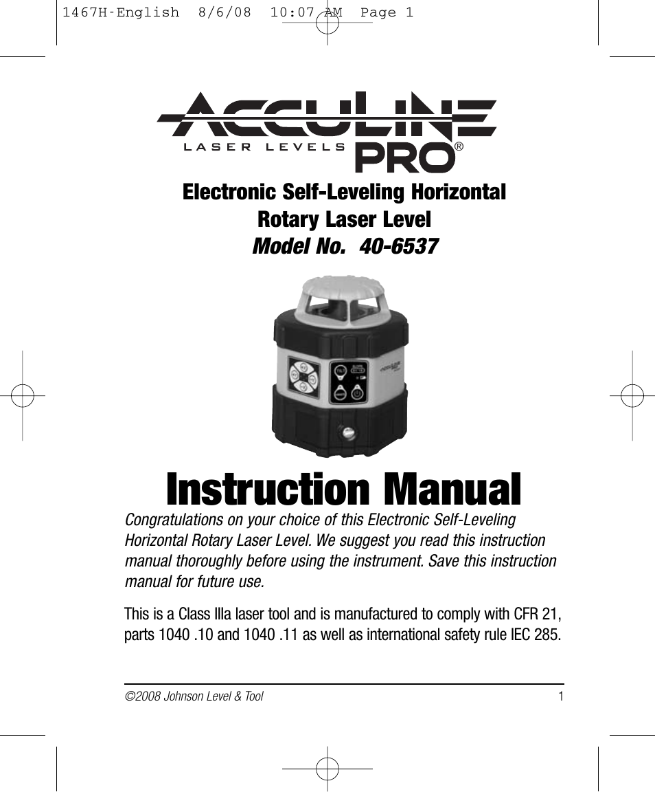 Johnson Level & Tool Mfg. 40-6537 User Manual | 18 pages