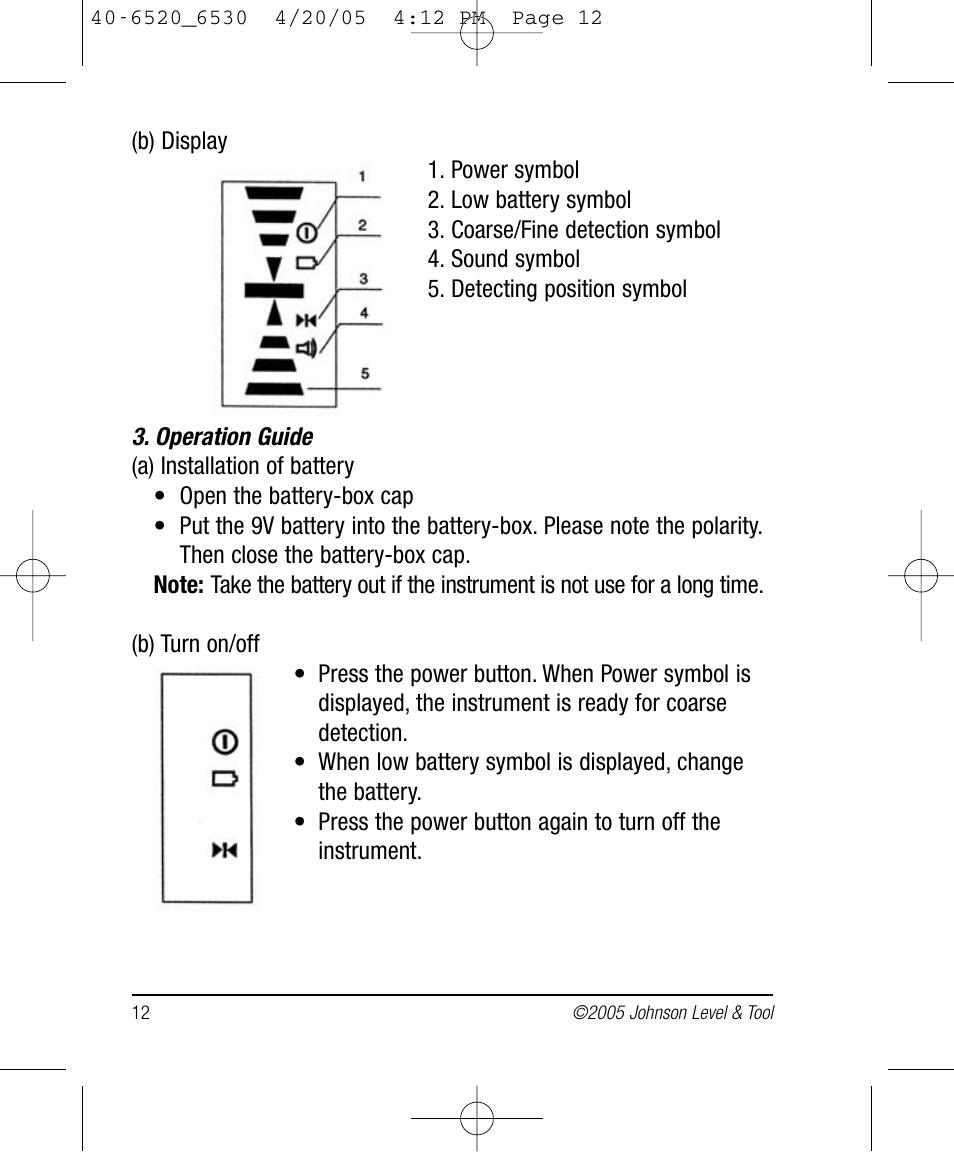 Johnson Level & Tool Mfg. 40-6530 User Manual | Page 12 / 21