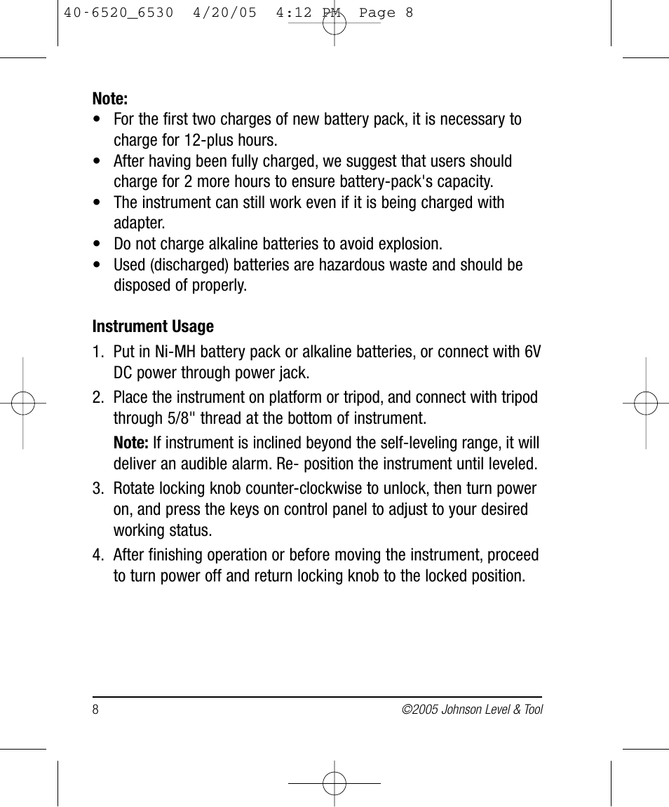 Johnson Level & Tool Mfg. 40-6530 User Manual | Page 8 / 21