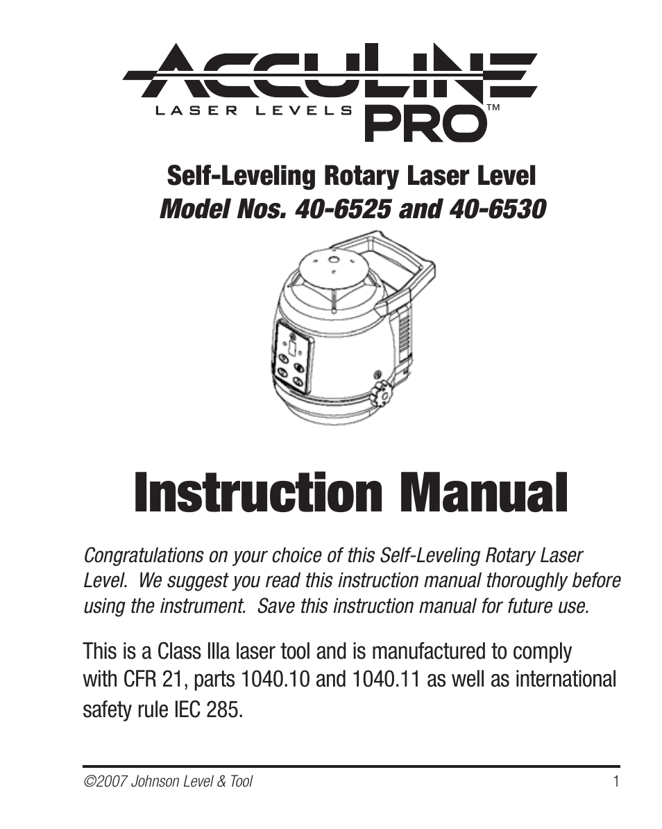 Johnson Level & Tool Mfg. 40-6530 User Manual | 21 pages