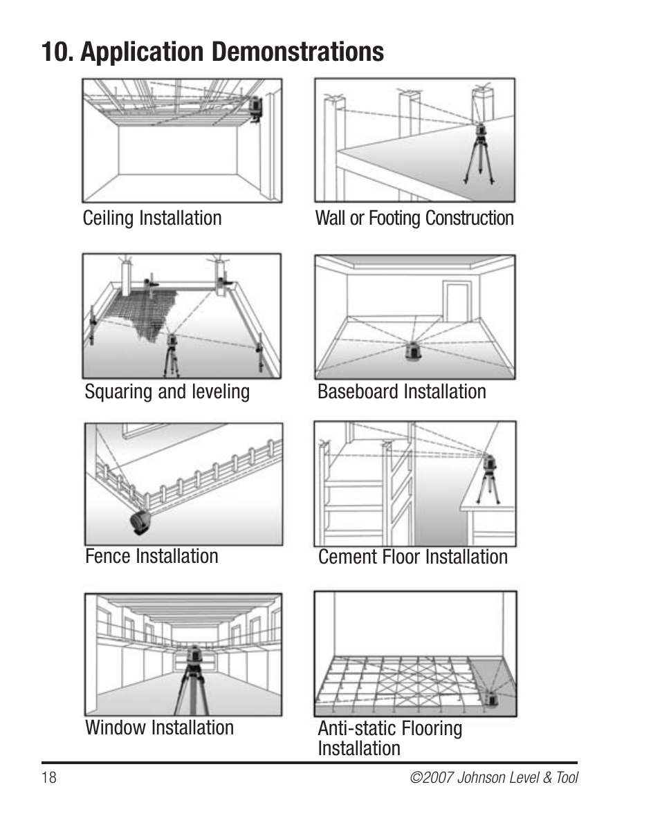 Application demonstrations | Johnson Level & Tool Mfg. 40-6530 User Manual | Page 18 / 21