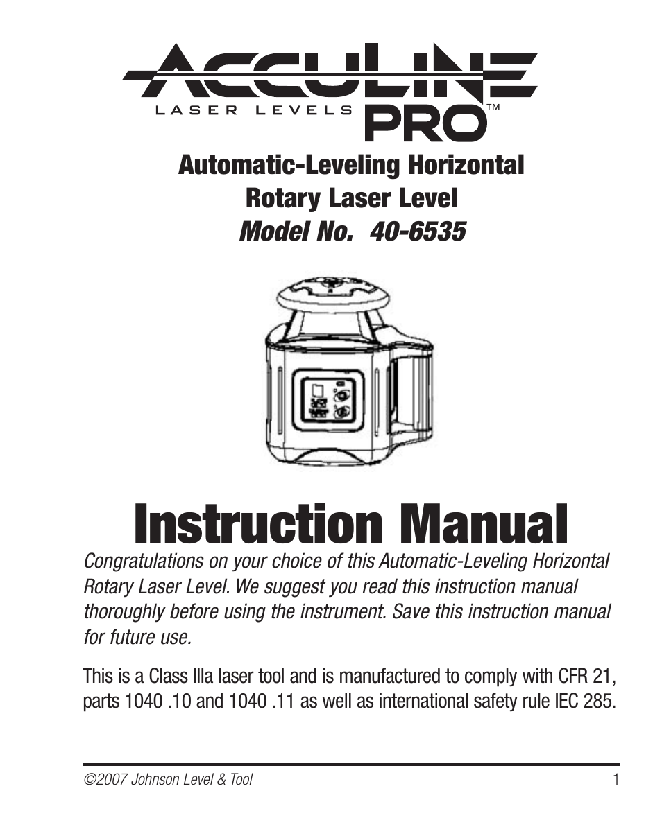 Johnson Level & Tool Mfg. 40-6535 User Manual | 20 pages