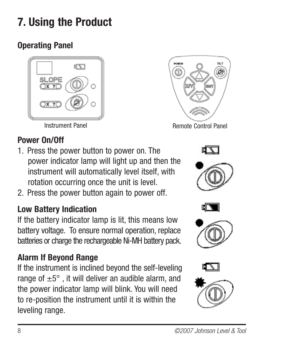 Using the product | Johnson Level & Tool Mfg. 40-6535 User Manual | Page 8 / 20