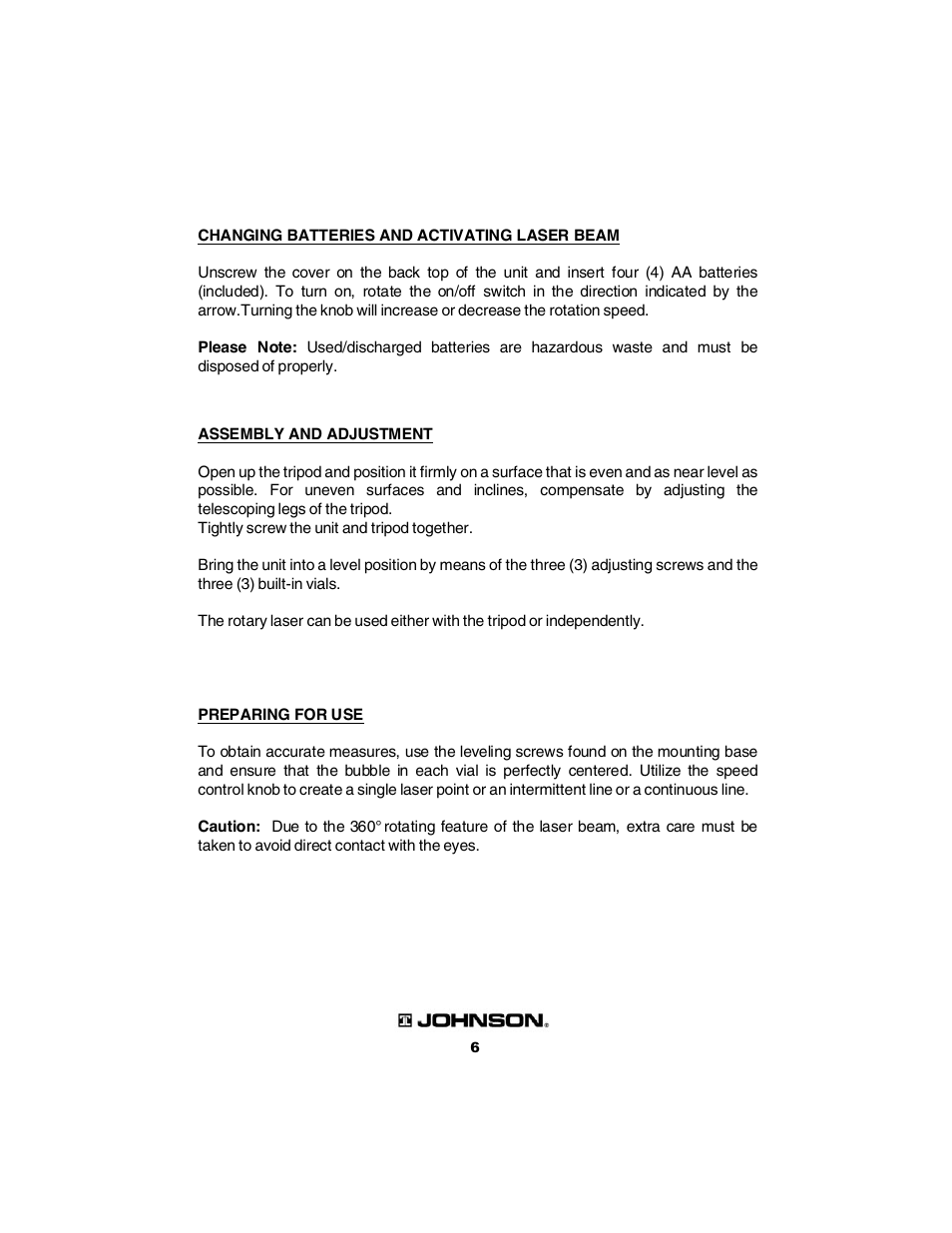 Johnson Level & Tool Mfg. 40-0917 User Manual | Page 6 / 8