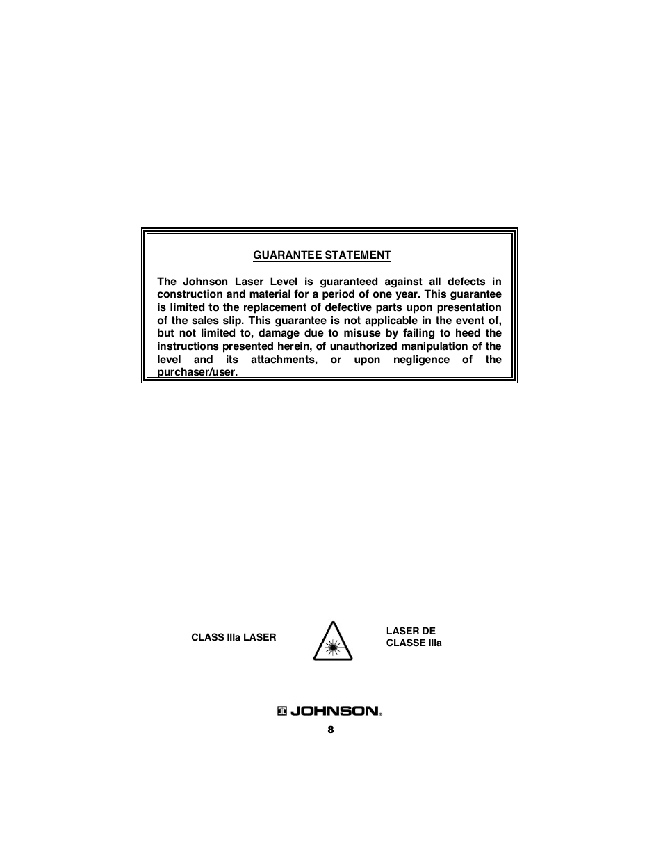 Johnson Level & Tool Mfg. 40-0917 User Manual | Page 8 / 8