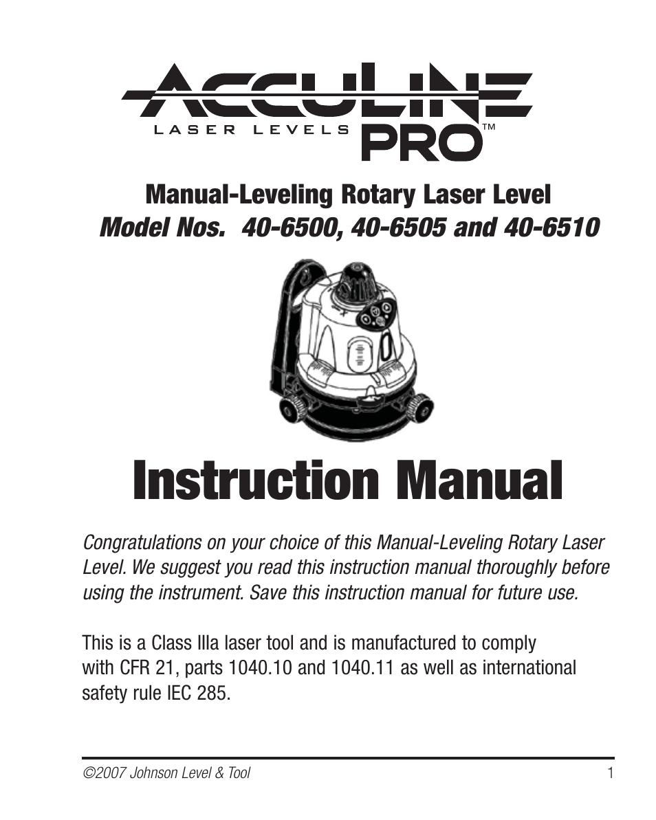 Johnson Level & Tool Mfg. 40-6510 User Manual | 24 pages