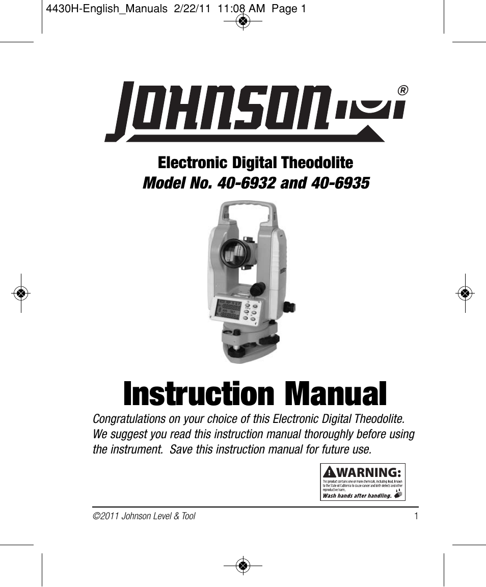 Johnson Level & Tool Mfg. 40-6935 User Manual | 36 pages