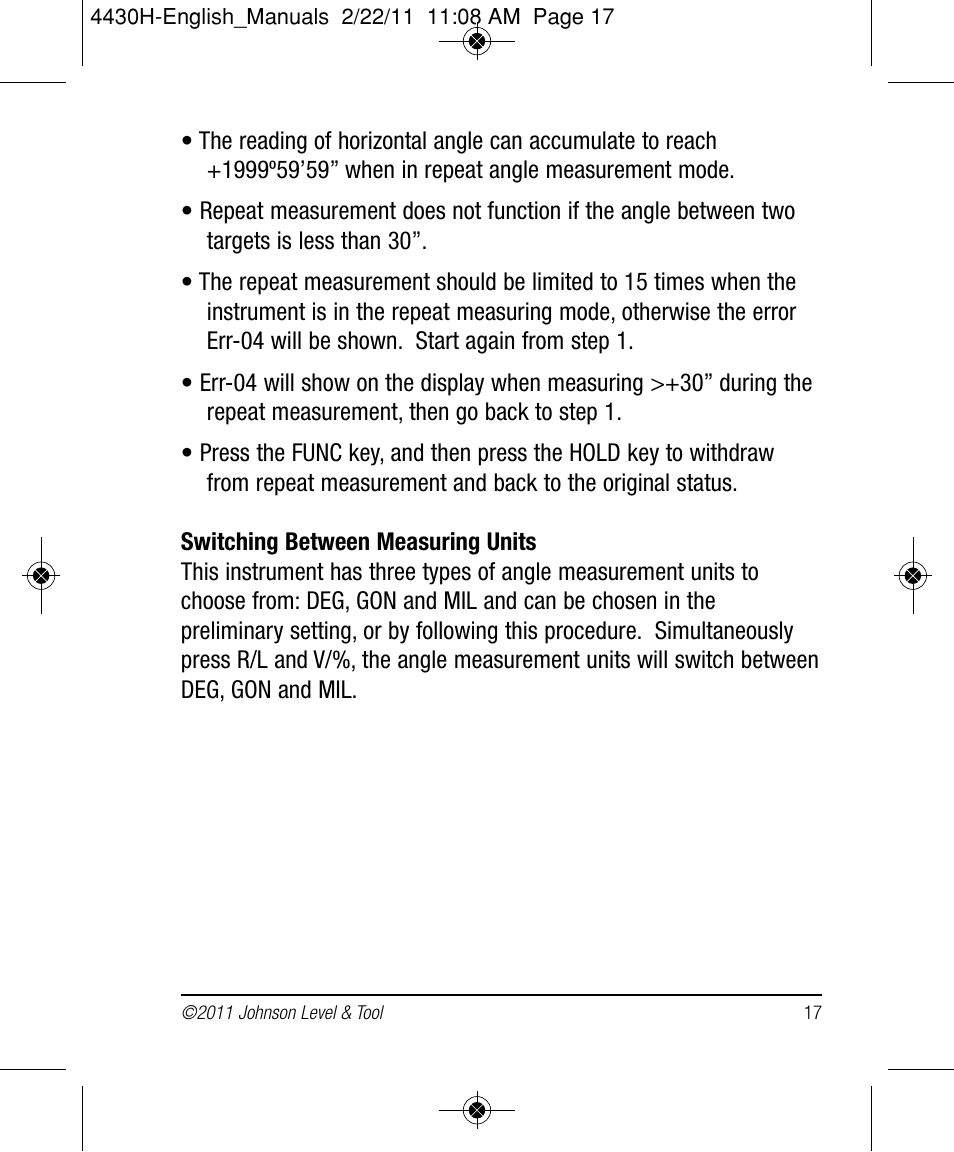 Johnson Level & Tool Mfg. 40-6935 User Manual | Page 17 / 36