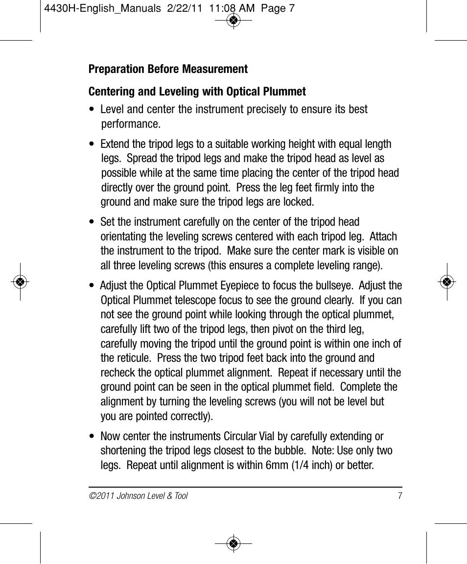 Johnson Level & Tool Mfg. 40-6935 User Manual | Page 7 / 36