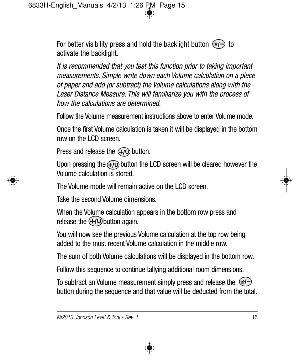 Johnson Level & Tool Mfg. 40-6004 User Manual | Page 15 / 24