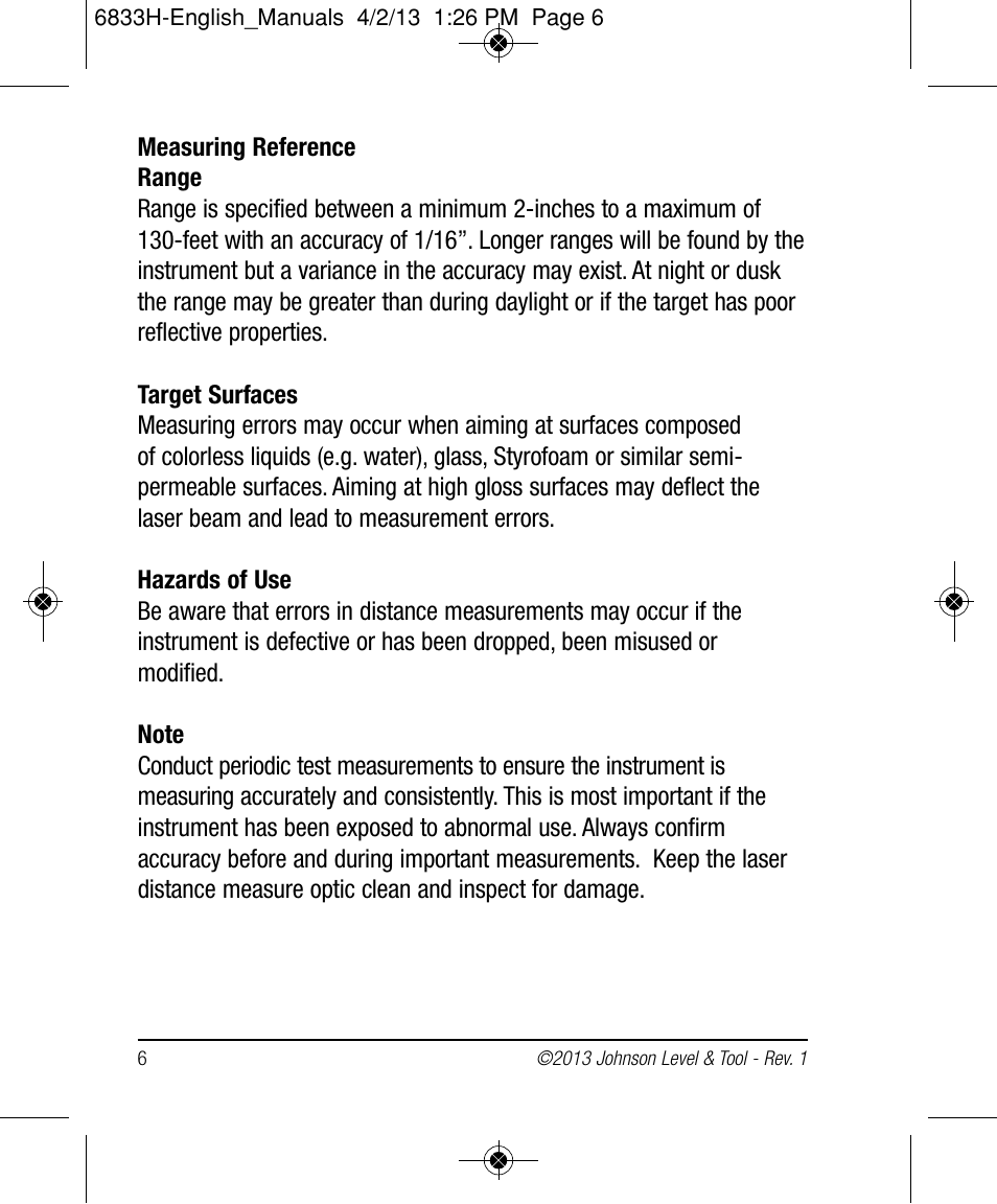 Johnson Level & Tool Mfg. 40-6004 User Manual | Page 6 / 24