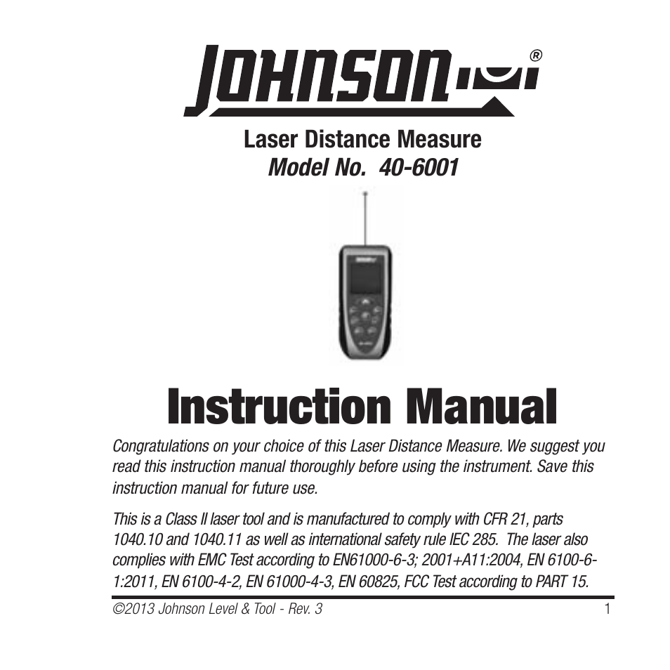 Johnson Level & Tool Mfg. 40-6001 User Manual | 32 pages