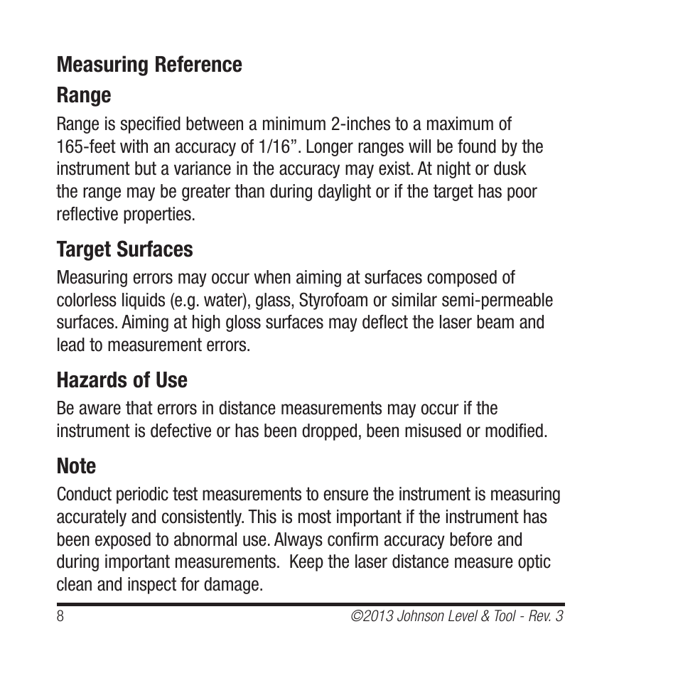 Johnson Level & Tool Mfg. 40-6001 User Manual | Page 8 / 32