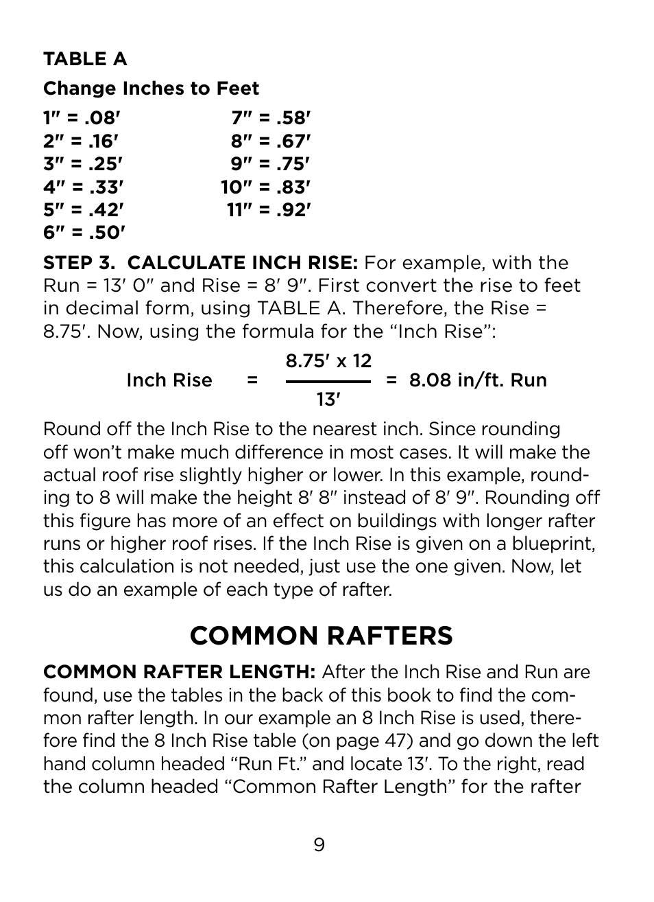 Common rafters | Johnson Level & Tool Mfg. RAS-1 User Manual | Page 11 / 67