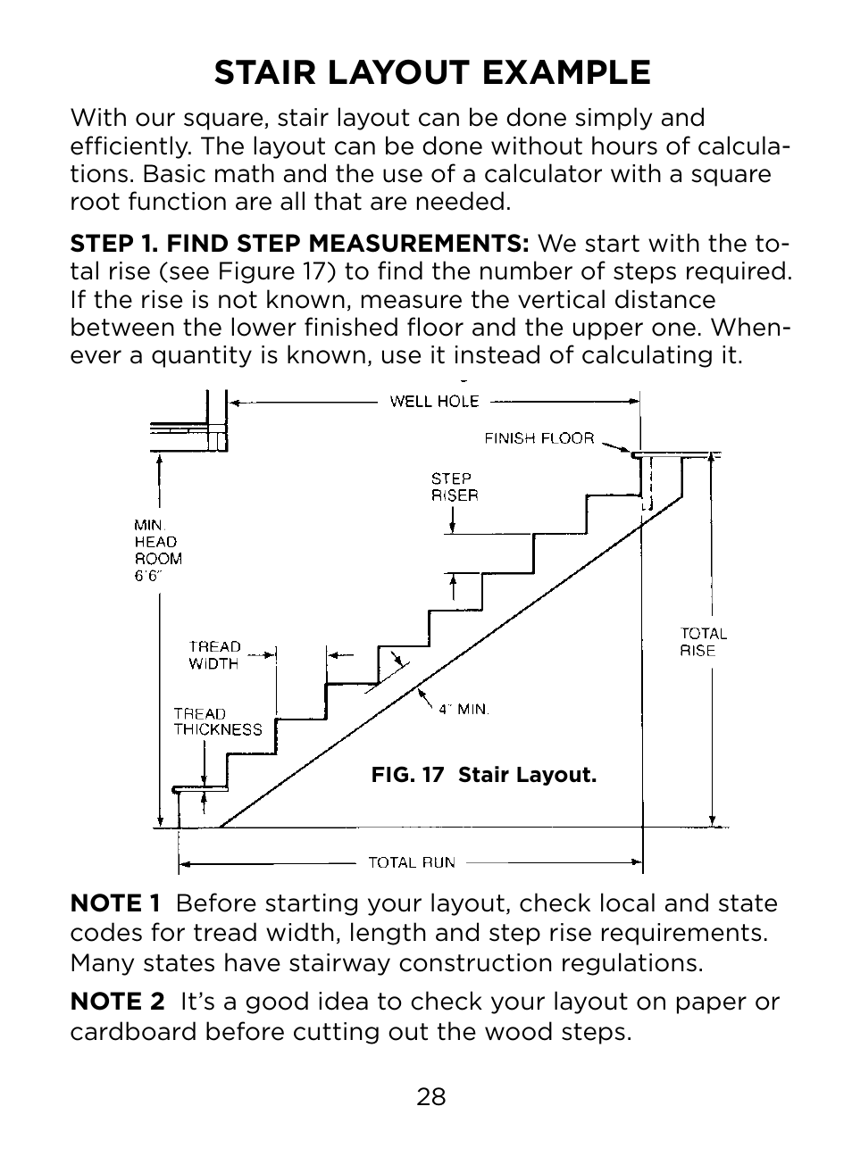 Stair layout example | Johnson Level & Tool Mfg. RAS-1 User Manual | Page 30 / 67