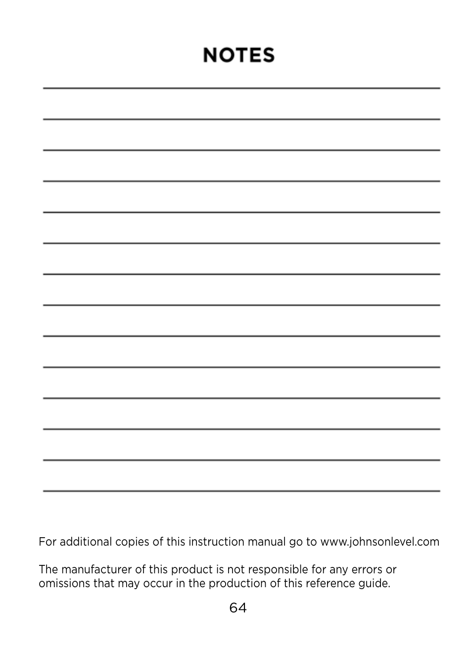 Johnson Level & Tool Mfg. RAS-1 User Manual | Page 66 / 67