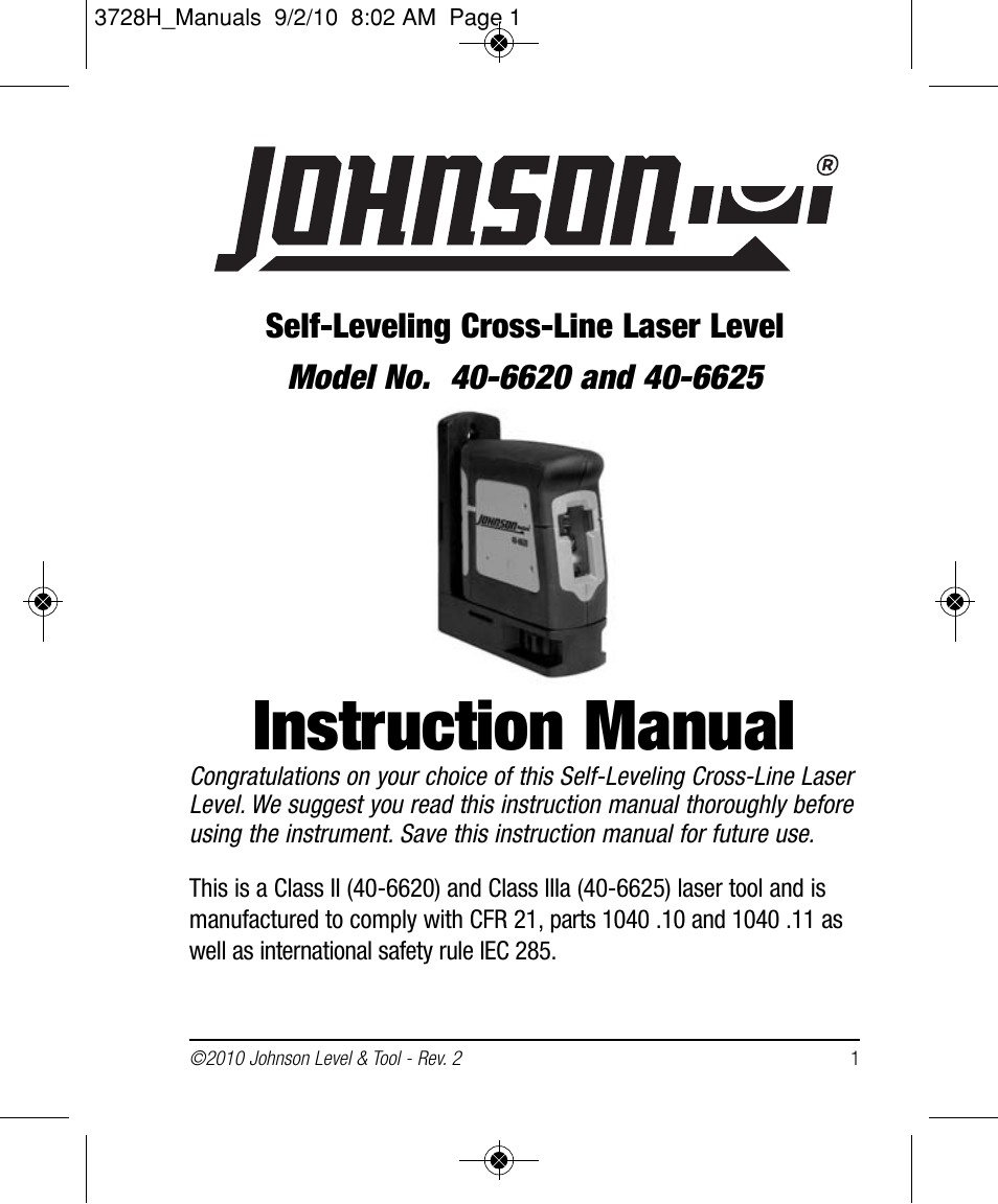 Johnson Level & Tool Mfg. 40-6625 User Manual | 16 pages