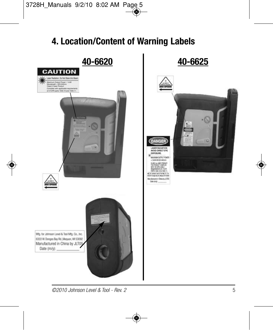 Johnson Level & Tool Mfg. 40-6625 User Manual | Page 5 / 16