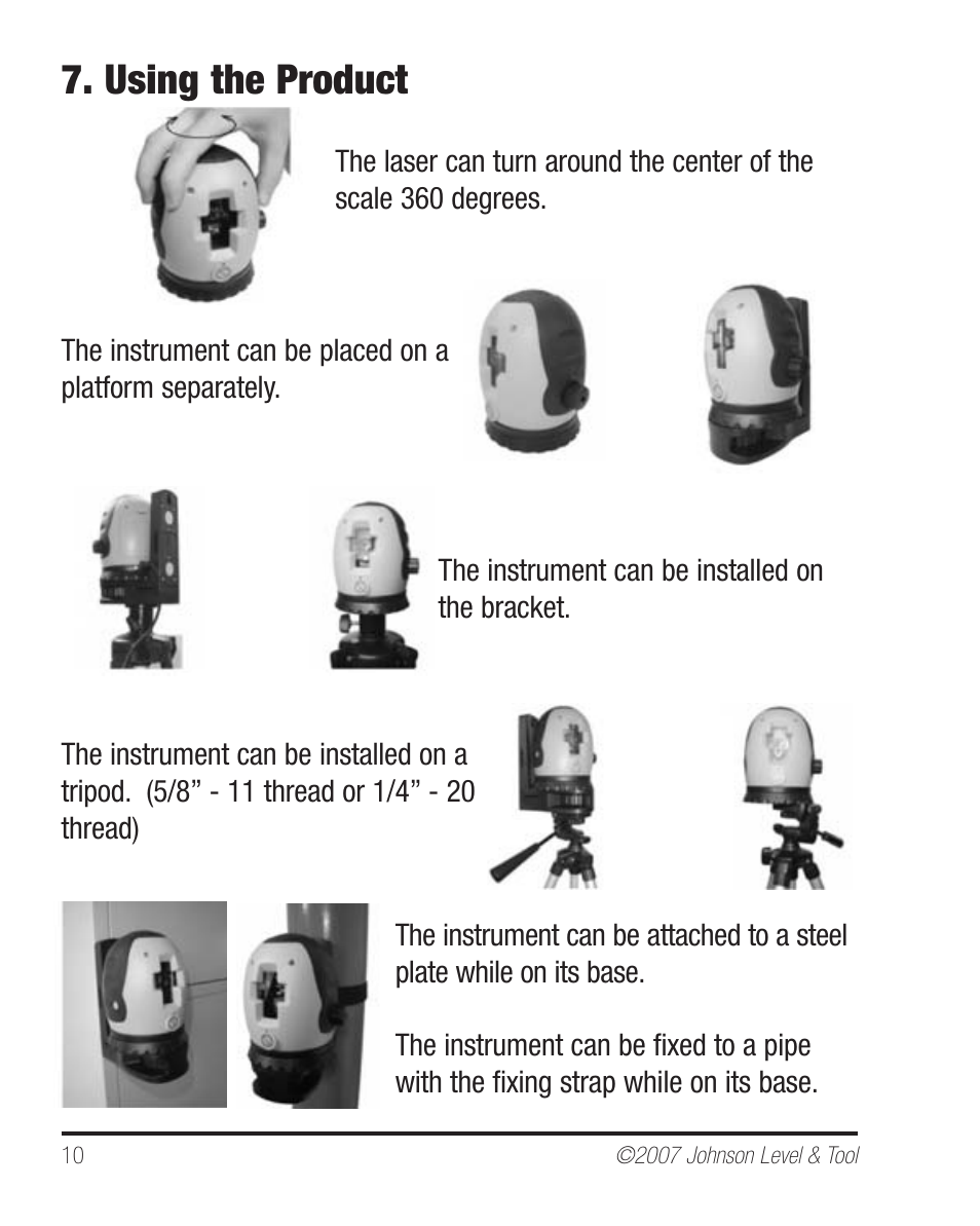 Using the product | Johnson Level & Tool Mfg. 40-6640 User Manual | Page 10 / 20