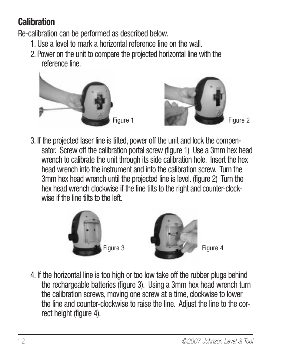 Calibration | Johnson Level & Tool Mfg. 40-6640 User Manual | Page 12 / 20