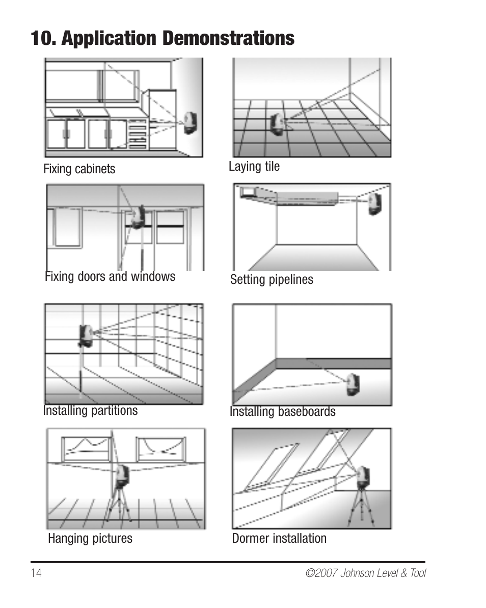 Application demonstrations | Johnson Level & Tool Mfg. 40-6640 User Manual | Page 14 / 20