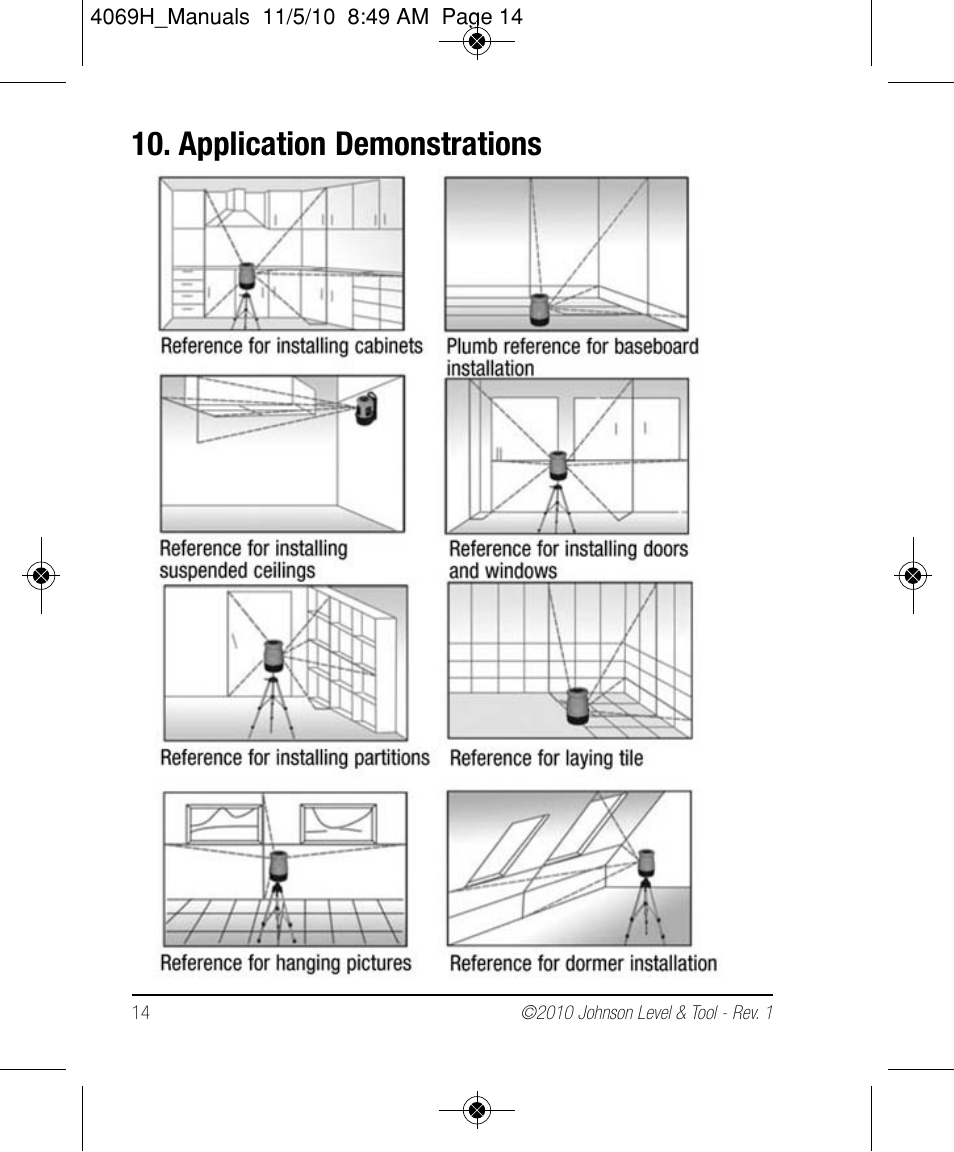 Application demonstrations | Johnson Level & Tool Mfg. 40-6602 User Manual | Page 14 / 18
