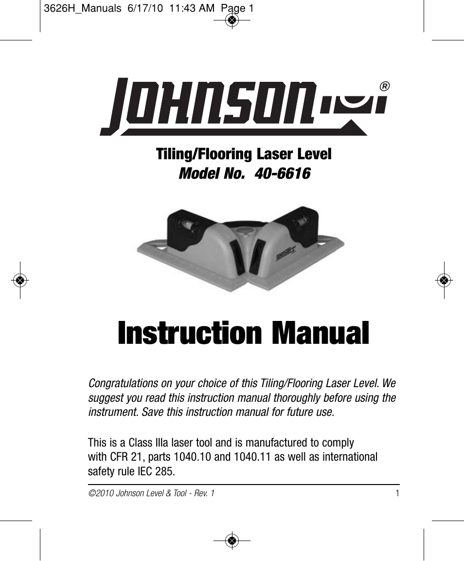 Johnson Level & Tool Mfg. 40-6616 User Manual | 12 pages