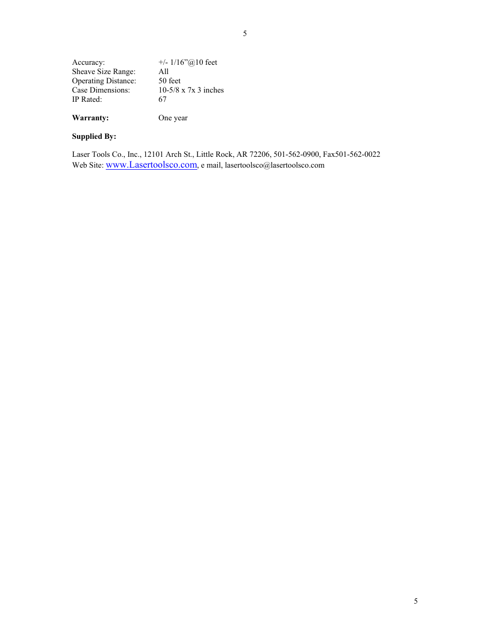 Johnson Level & Tool Mfg. 40-6200 User Manual | Page 5 / 5