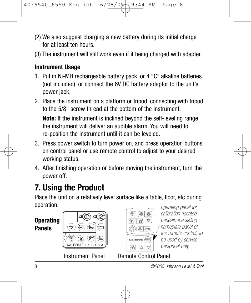 Using the product | Johnson Level & Tool Mfg. 40-6550 User Manual | Page 8 / 24