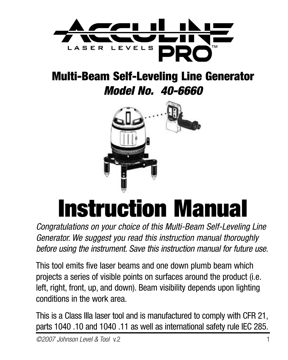 Johnson Level & Tool Mfg. 40-6660 User Manual | 21 pages