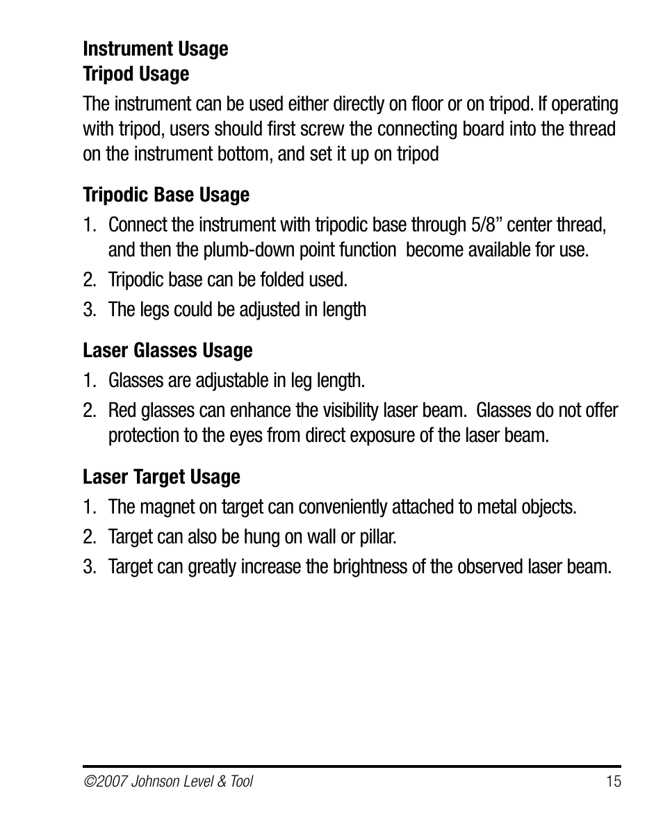 Johnson Level & Tool Mfg. 40-6660 User Manual | Page 15 / 21