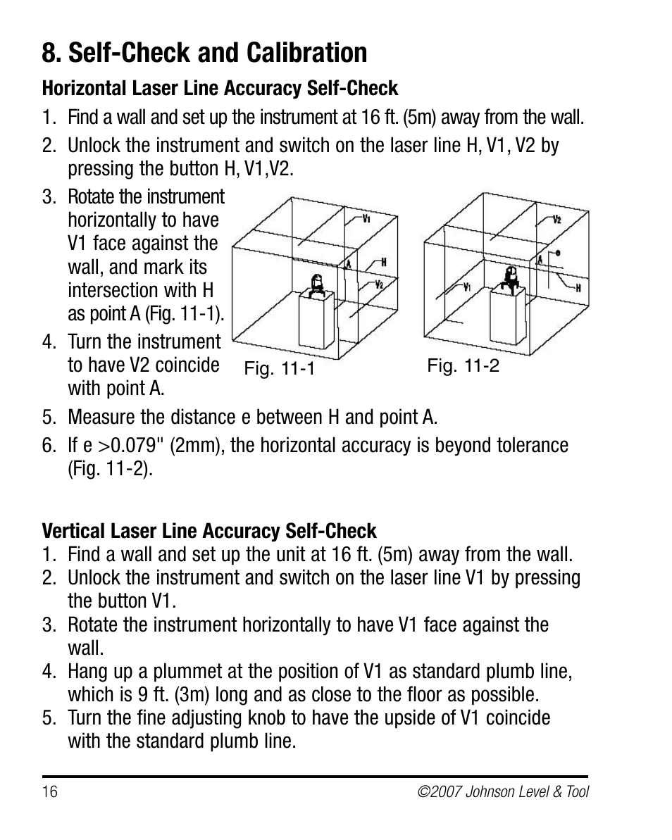Self-check and calibration | Johnson Level & Tool Mfg. 40-6660 User Manual | Page 16 / 21