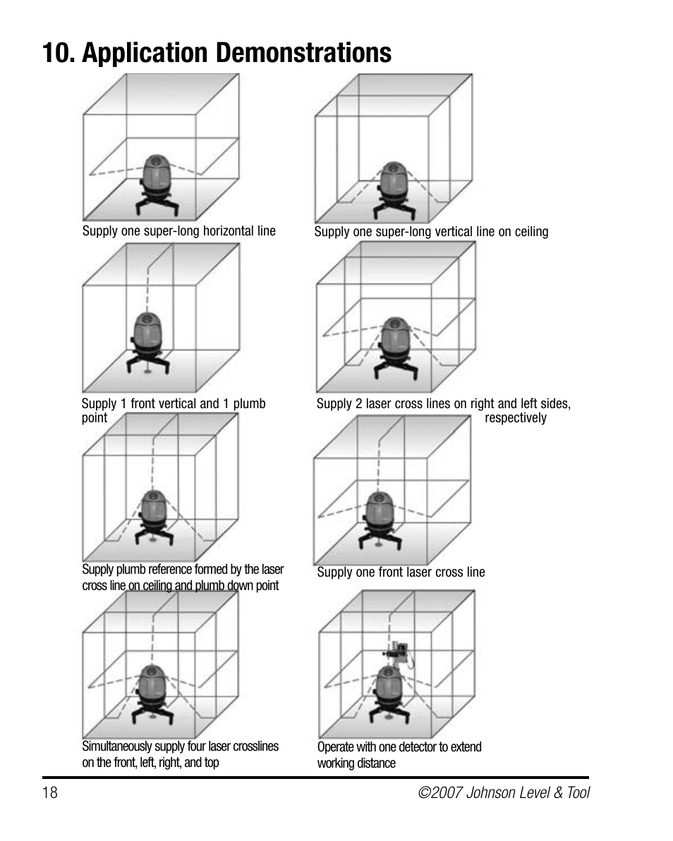 Application demonstrations | Johnson Level & Tool Mfg. 40-6660 User Manual | Page 18 / 21