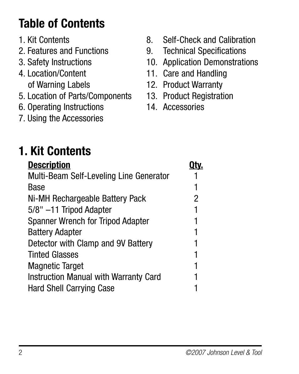 Johnson Level & Tool Mfg. 40-6660 User Manual | Page 2 / 21