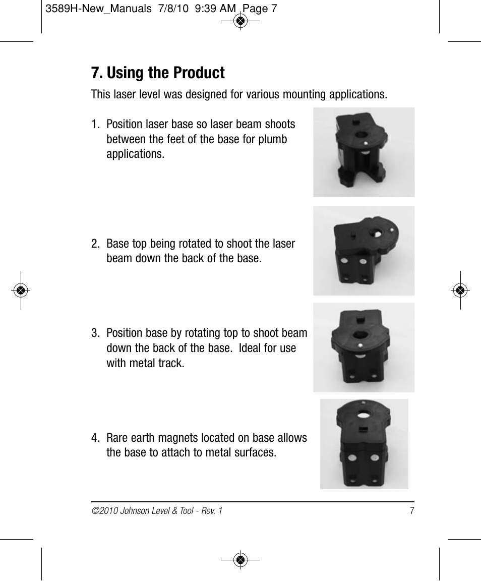 Using the product | Johnson Level & Tool Mfg. 40-6680 User Manual | Page 7 / 16
