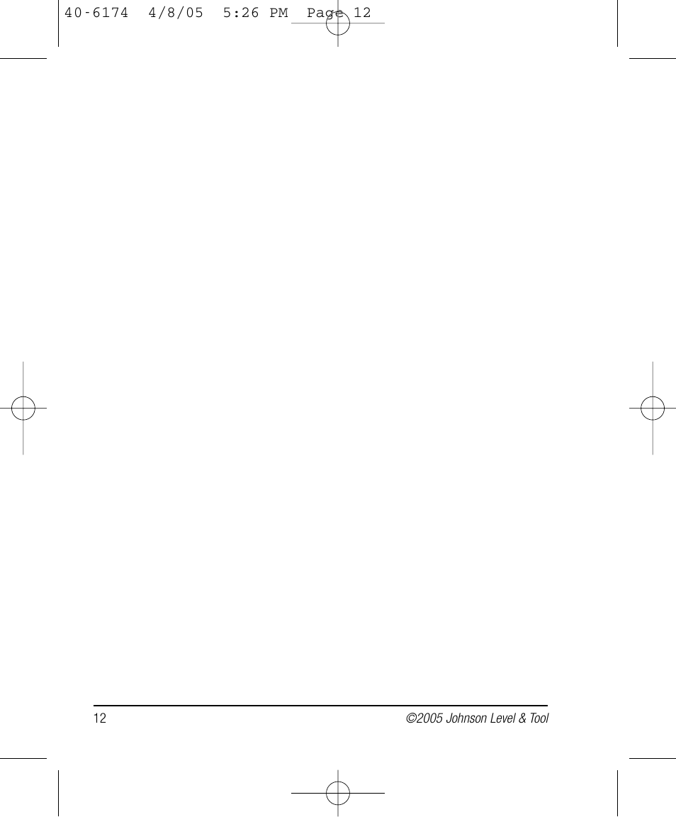 Johnson Level & Tool Mfg. 40-6174 User Manual | Page 12 / 12