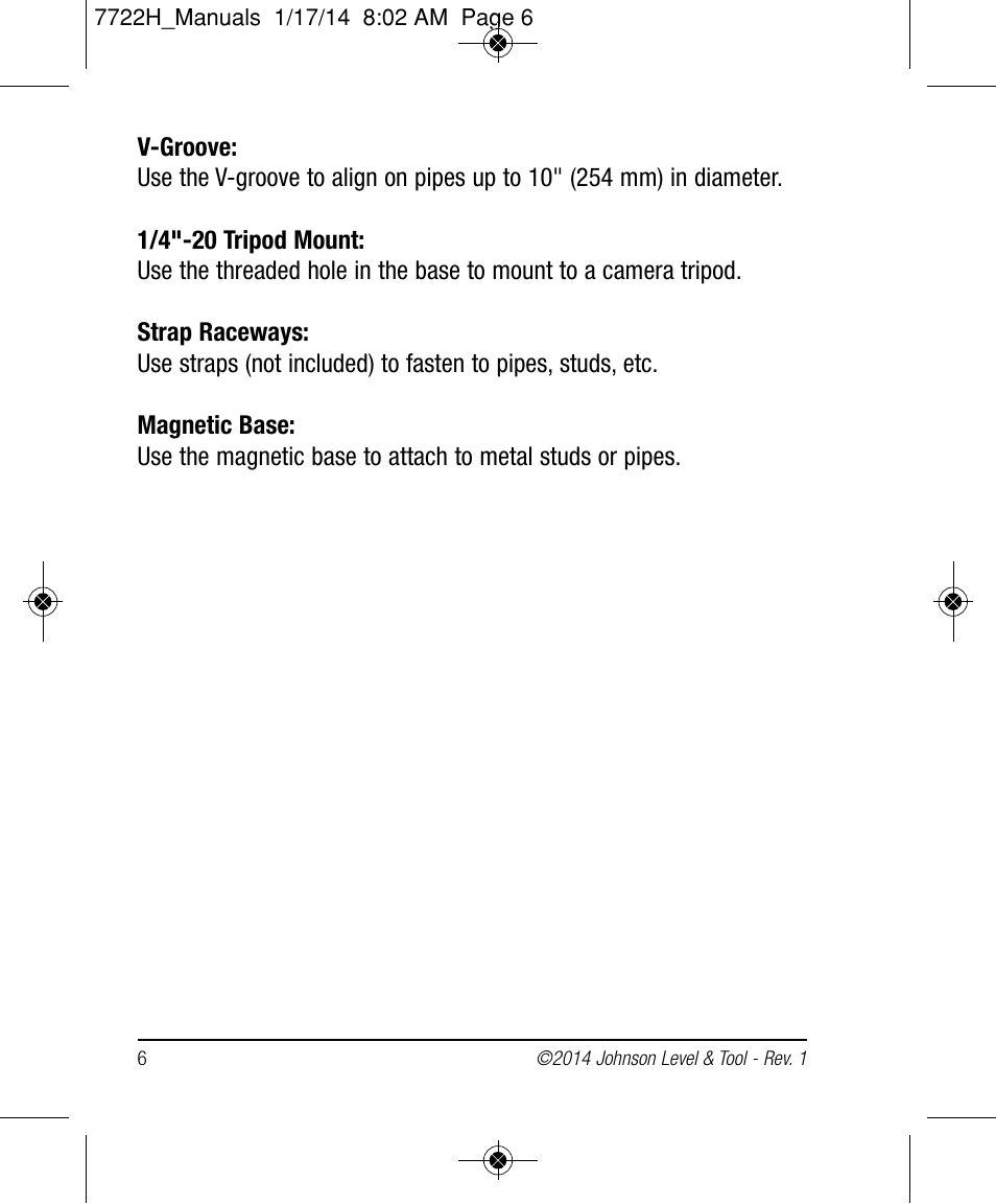Johnson Level & Tool Mfg. 40-6184 User Manual | Page 6 / 16