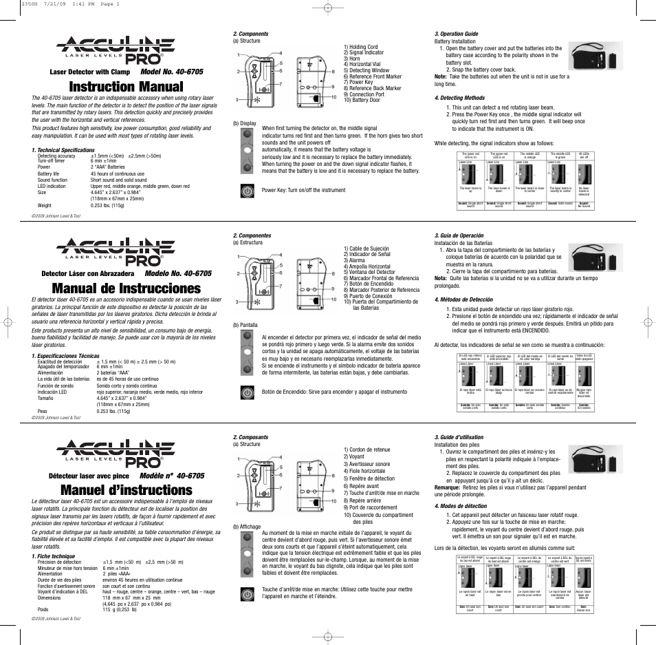 Johnson Level & Tool Mfg. 40-6705 User Manual | 2 pages
