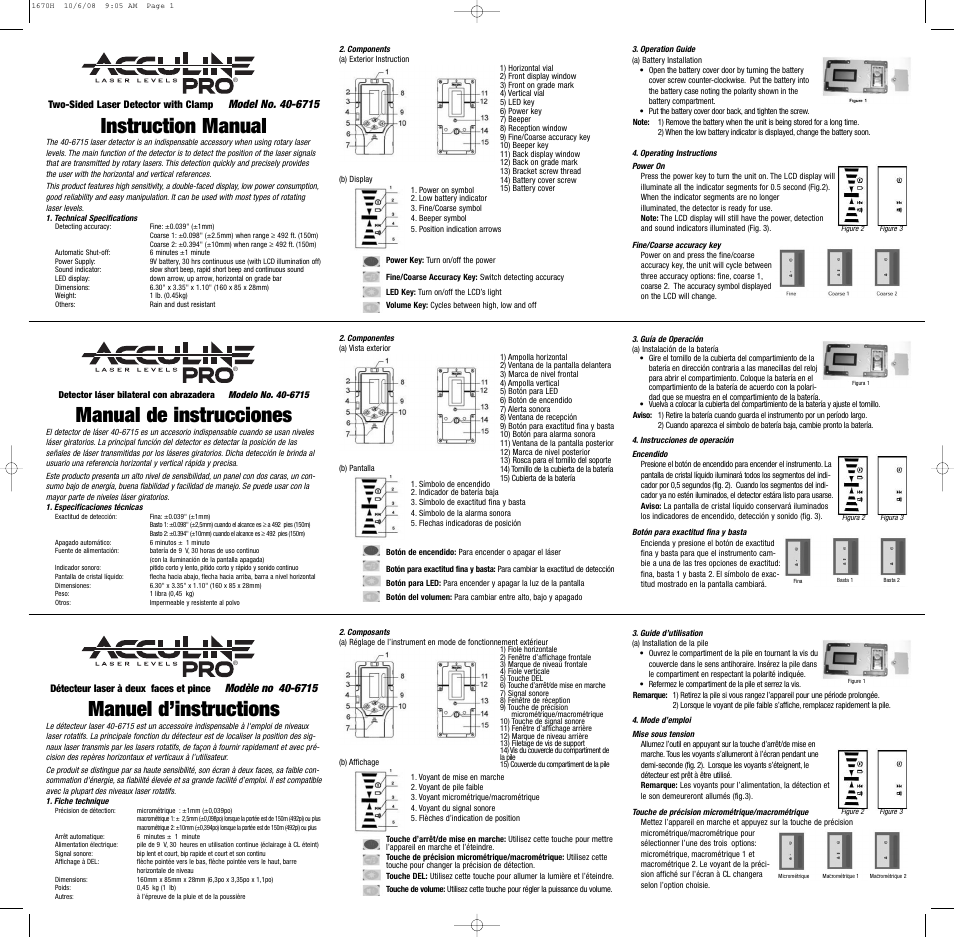 Johnson Level & Tool Mfg. 40-6715 User Manual | 2 pages