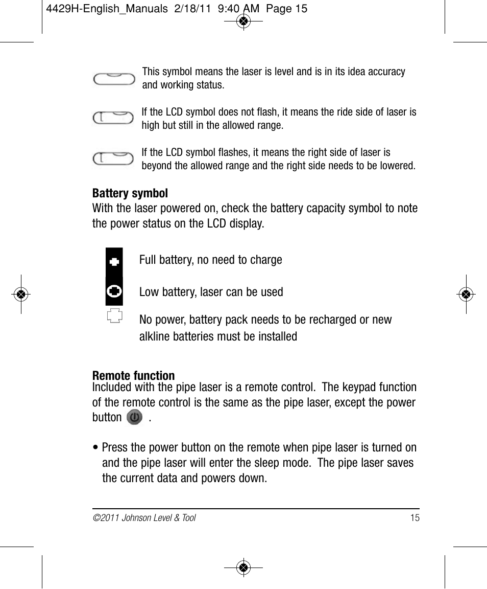 Johnson Level & Tool Mfg. 40-6690 User Manual | Page 15 / 22