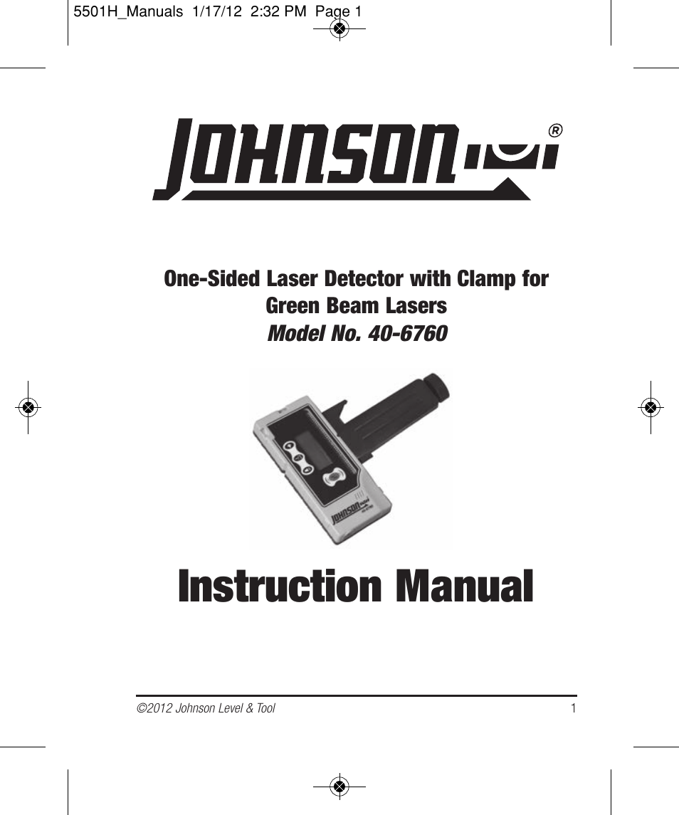 Johnson Level & Tool Mfg. 40-6760 User Manual | 8 pages