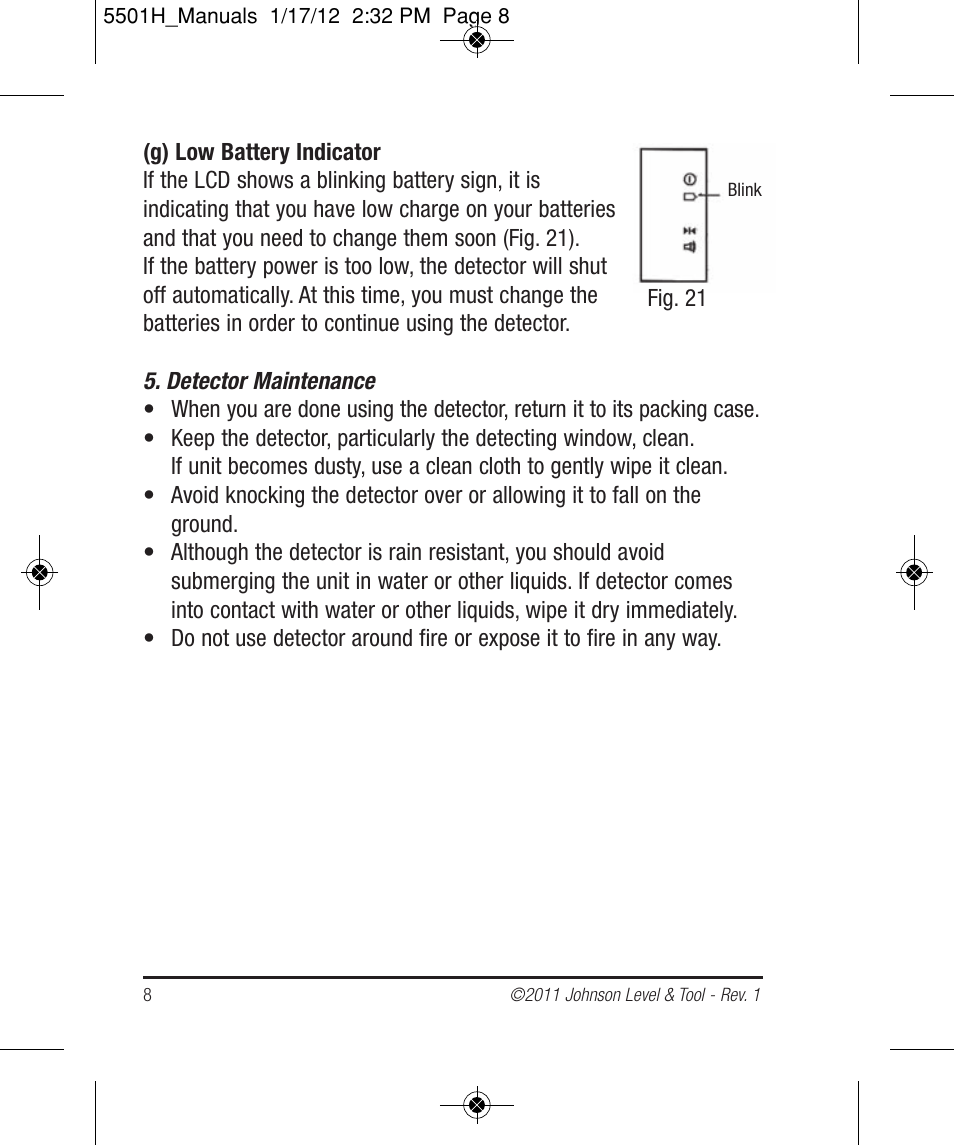 Johnson Level & Tool Mfg. 40-6760 User Manual | Page 8 / 8