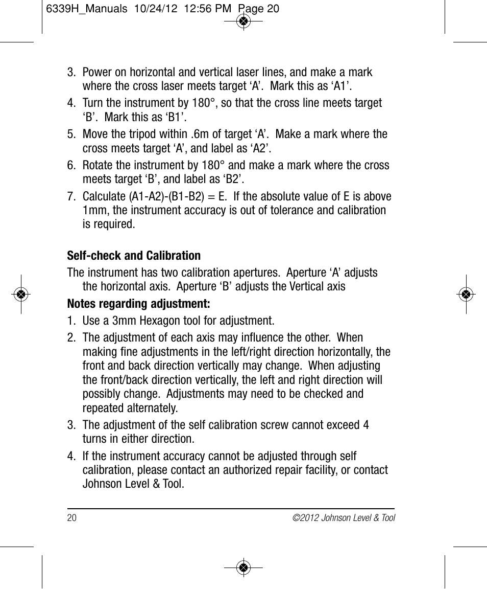 Johnson Level & Tool Mfg. 40-6687 User Manual | Page 20 / 28