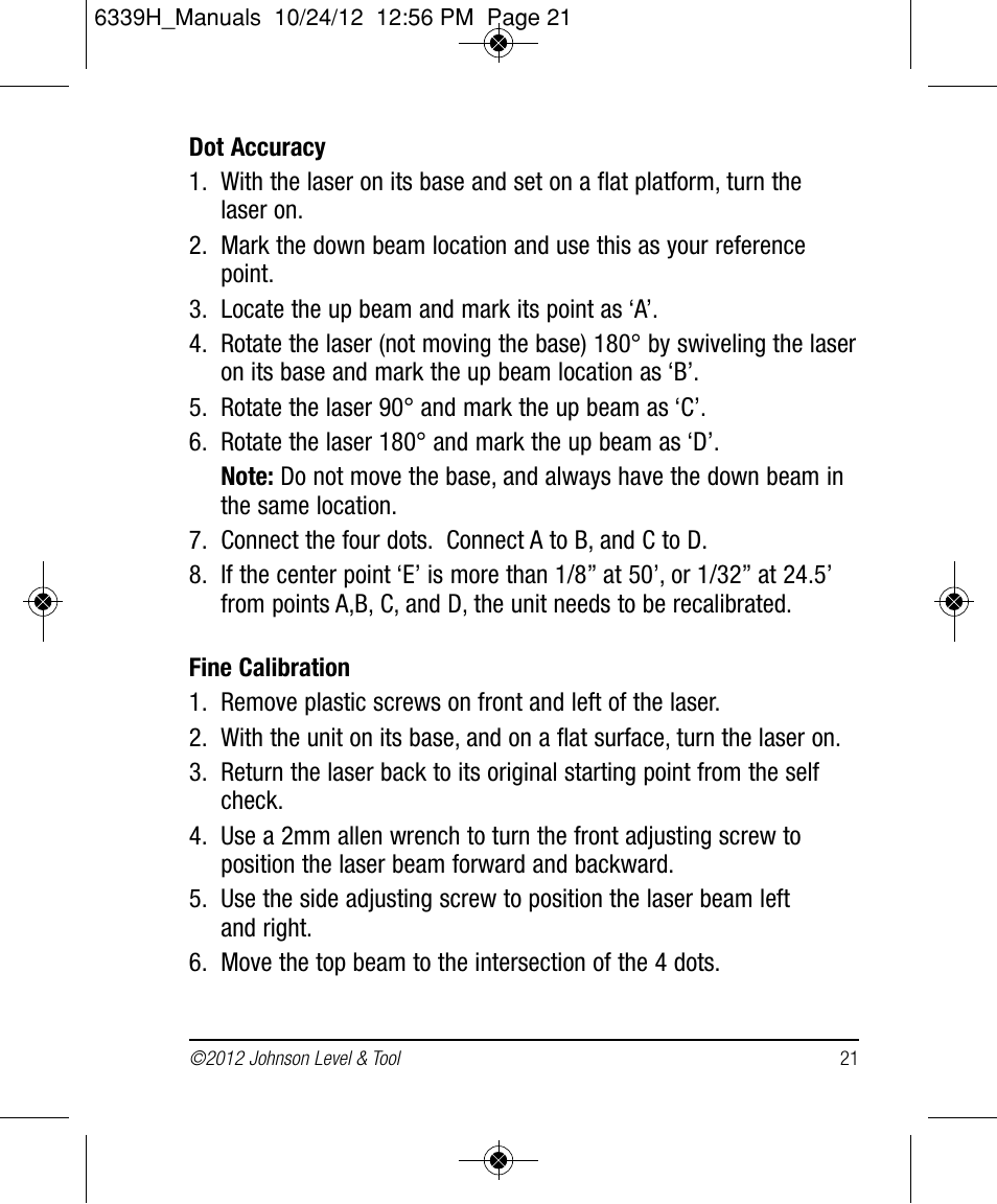 Johnson Level & Tool Mfg. 40-6687 User Manual | Page 21 / 28